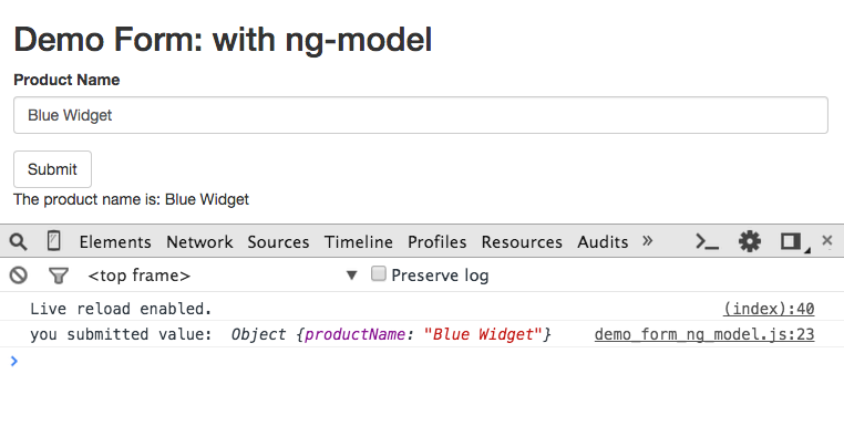 Demo Form with ngModel